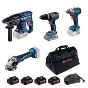 Bosch GBH 180-LI + GWS 18V-10 + GSB 18V-65 + GDX 18V-285