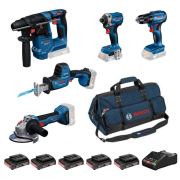 Bosch GBH 18V-18 + GWS 18V-8 + GSR 185-LI + GDR 18V-215 + GSA 18V-24