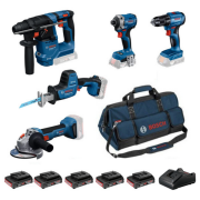 Bosch GBH 18V-18 + GWS 18V-8 + GSR 185-LI + GDR 18V-215 + GSA 18V-24