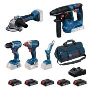 Bosch GBH 18V-18 + GWS 18V-8 + GSR 18V-45 + GDX 18V-285 + GLI 18V-300