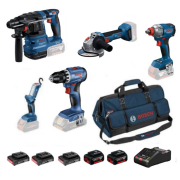 Bosch GBH 185-LI + GWS 18V-8 + GSR 18V-45 + GDX 18V-285 + GLI 18V-300