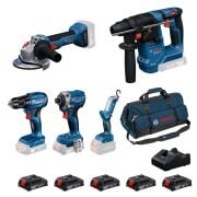 Bosch GBH 18V-18 + GWS 18V-8 + GSR 185-LI + GDR 18V-215 + GLI 18V-300