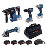 Bosch GBH 187-LI + GWS 18V-8 + GSB 18V-65 + GDX 18V-285