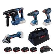 Bosch GBH 187-LI + GWS 180-LI + GSB 18V-50 + GDX 18V-200