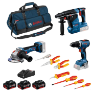 Bosch GBH 18V-24 C + GWS 18V-11 + GSB 18V-65 + VDE 7 Parça