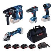 Bosch GBH 180-LI + GWS 18V-10 + GSR 18V-50 + GDR 18V-220