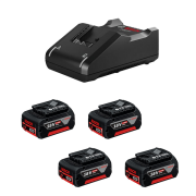 Bosch Şarj Seti GAL 18V-40 + GBA 18V 5.0 Ah x 4 adet
