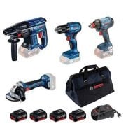 Bosch GBH 180-LI + GWS 180-LI + GSR 185-LI + GDX 180-LI