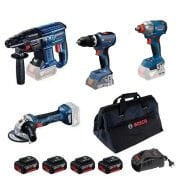Bosch GBH 180-LI + GWS 180-LI + GSB 18V-65 + GDX 18V-285
