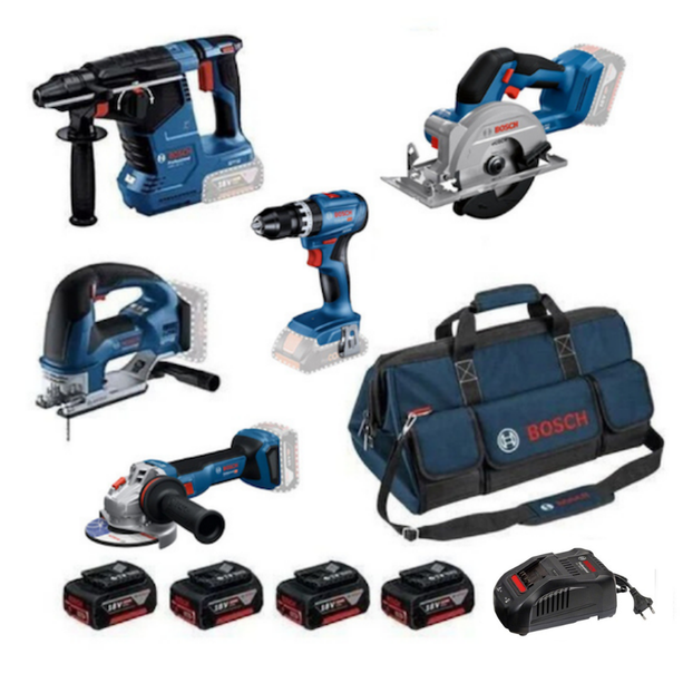 Bosch GBH 187-LI + GWS 18V-11 S + GSB 18V-45 + GKS 18V-51 + GST 18V-155 BC