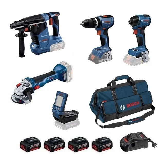 Bosch GBH 187-LI + GWS 18V-10 + GSB 18V-65 + GDR 18V-220 + GLI 18V-800