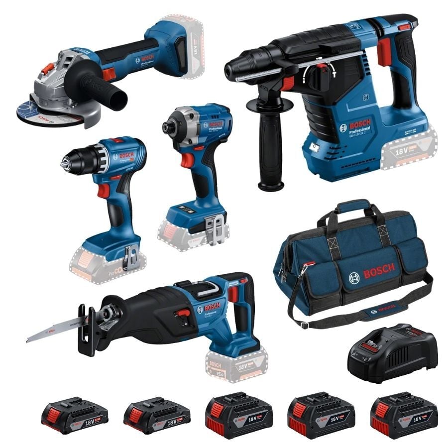Bosch GBH 18V-24 C + GWS 18V-8 + GSR 18V-45 + GDR 18V-215 + GSA 185-LI