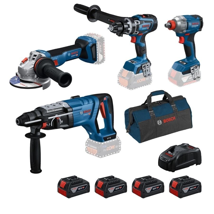 Bosch GBH 18V-28 D + GWS 18V-11 S + GSB 18V-150 C + GDX 18V-285