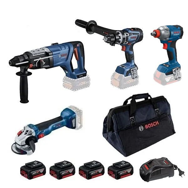 Bosch GBH 18V-28 D + GWS 18V-10 + GSB 18V-150 + GDX 18V-285