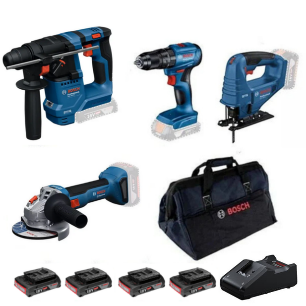 Bosch GBH 18V-18 + GWS 18V-8 + GSB 185-LI + GST 183-LI