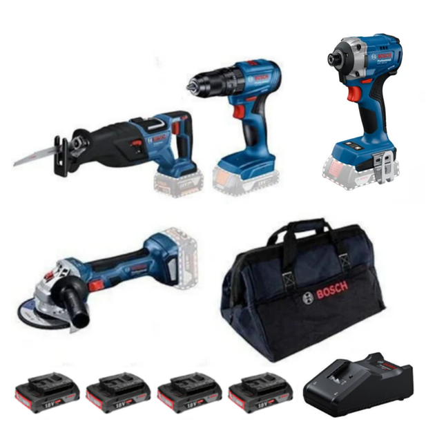 Bosch GWS 18V-8 + GSB 185-LI + GDR 18V-215 + GSA 185-LI