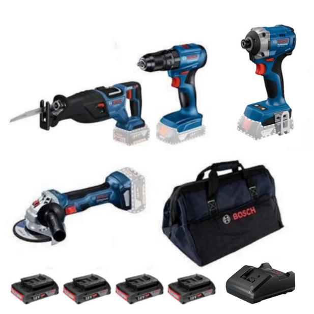 Bosch GWS 18V-8 + GSB 185-LI + GDR 18V-215 + GSA 185-LI