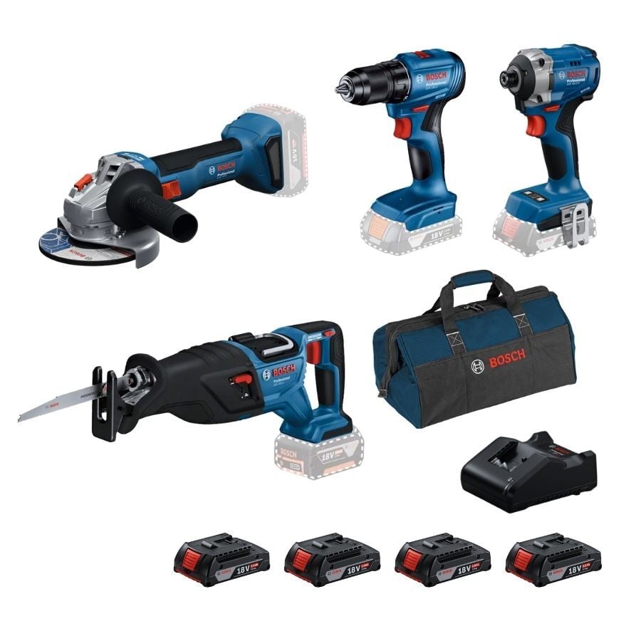 Bosch GWS 18V-8 + GSR 185-LI + GDR 18V-215 + GSA 185-LI
