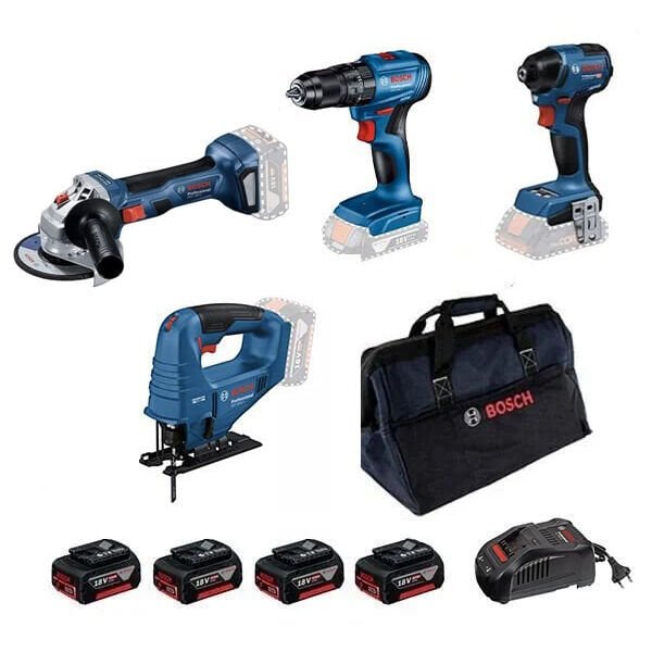 Bosch GWS 18V-8 + GSB 185-LI + GDR 18V-220 + GST 183-LI