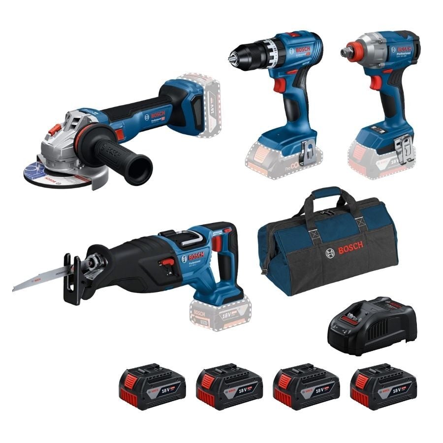 Bosch GWS 18V-11 S + GSB 18V-45 + GDX 18V-285 + GSA 185-LI