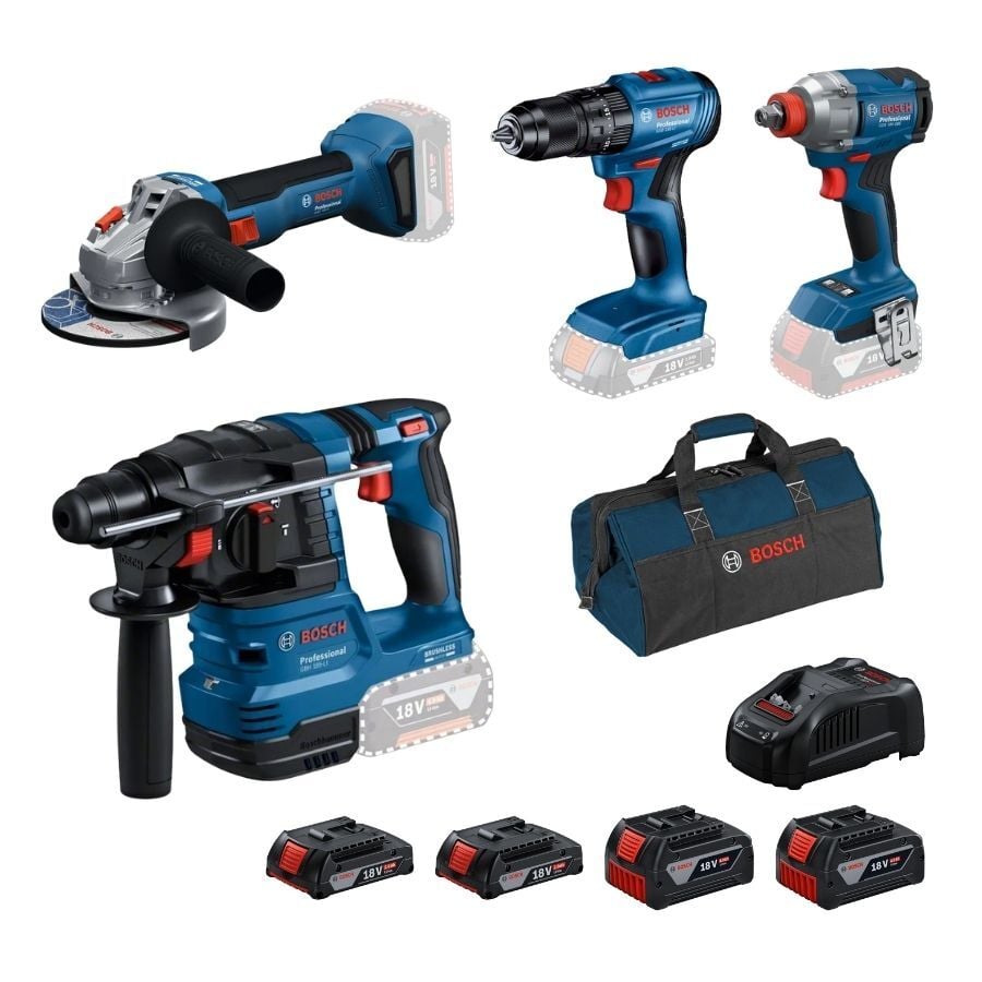 Bosch GBH 185-LI + GWS 18V-8 + GSB 185-LI + GDX 18V-285