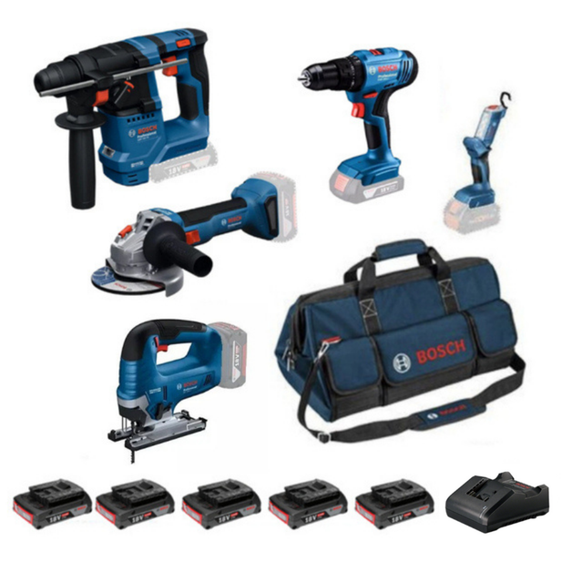 Bosch GBH 18V-18 + GWS 18V-8 + GSB 183 + GST 185-LI + GLI 18V-300
