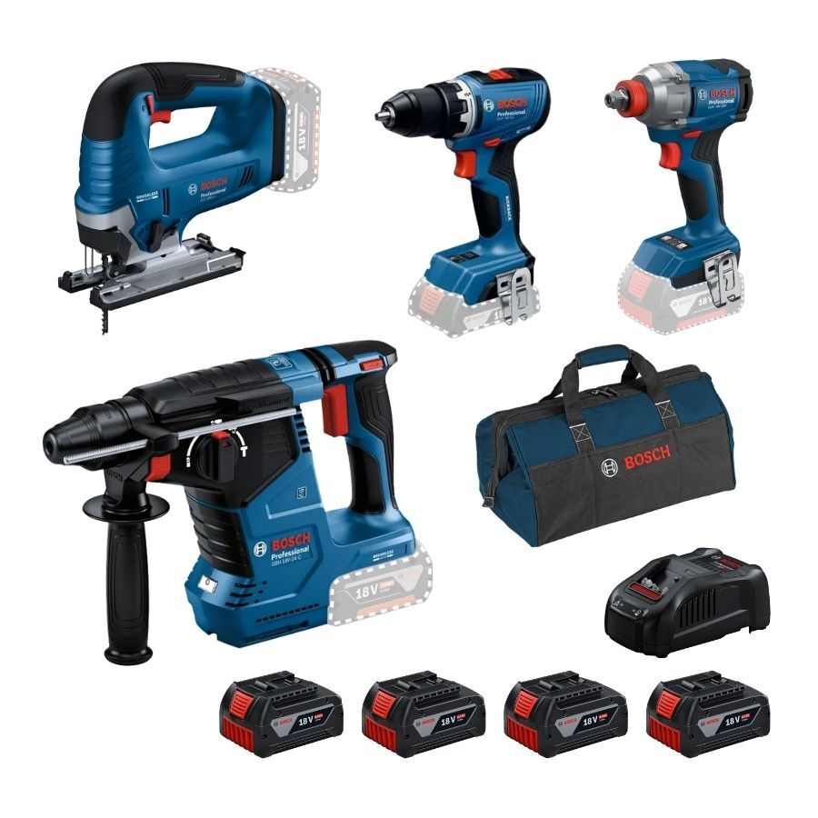 Bosch GBH 18V-24 C + GSR 18V-65 + GDX 18V-285 + GST 185-LI