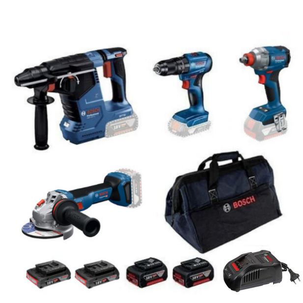 Bosch GBH 187-LI + GWS 18V-11 + GSB 185-LI + GDX 18V-285