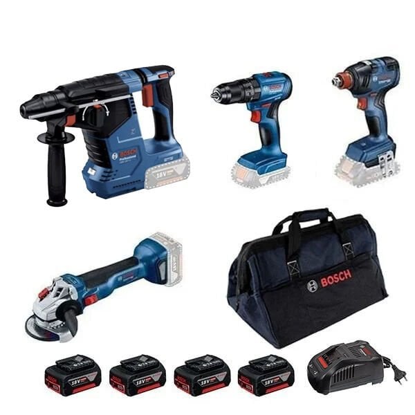 Bosch GBH 187-LI + GWS 18V-10 + GSB 185-LI + GDX 18V-200