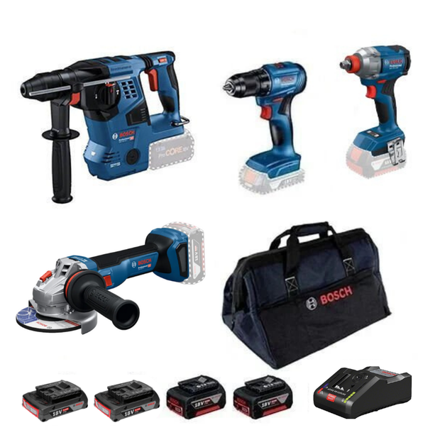 Bosch GBH 18V-28 C + GWS 18V-11 + GSR 185-LI + GDX 18V-285