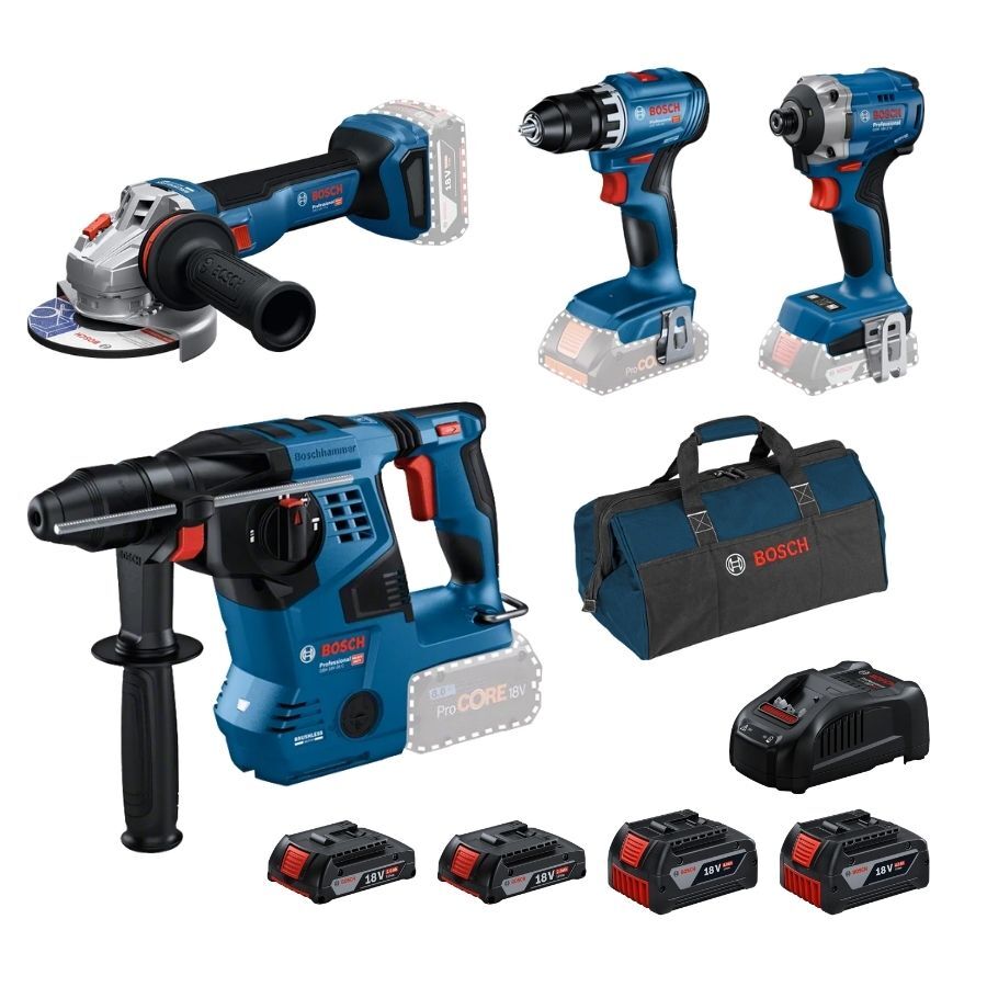 Bosch GBH 18V-28 C + GWS 18V-11 S + GSR 18V-45 + GDR 18V-215