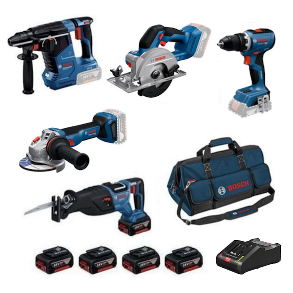 Bosch GBH 187-LI + GWS 18V-11 + GSR 18V-65 + GKS 18V-51 + GSA 185-LI