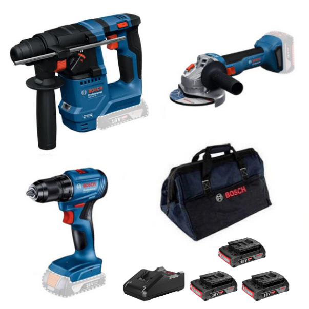Bosch GBH 18V-18 + GWS 18V-8 + GSR 185-LI