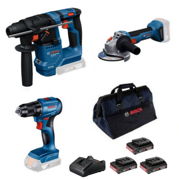Bosch GBH 18V-18 + GWS 18V-8 + GSR 185-LI