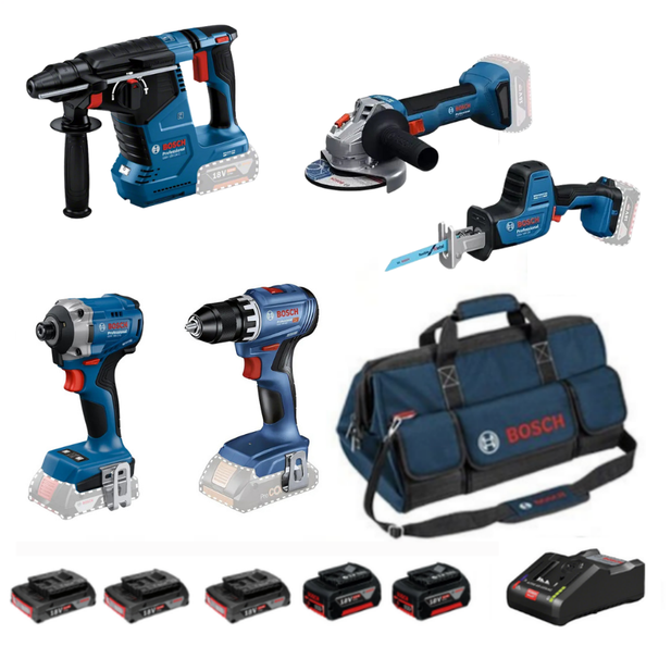 Bosch GBH 18V-24 C + GWS 18V-8 + GSR 18V-45 + GDR 18V-215 + GSA 18V-24