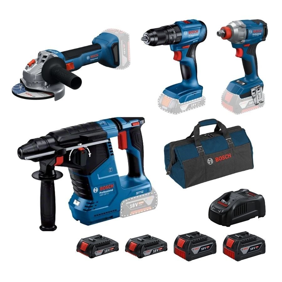 Bosch GBH 187-LI + GWS 18V-8 + GSB 185-LI + GDX 18V-285