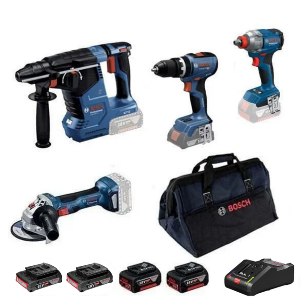 Bosch GBH 187-LI + GWS 18V-8 + GSB 18V-65 + GDX 18V-285