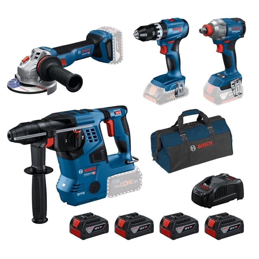 Bosch GBH 18V-28 C + GWS 18V-11 S + GSB 18V-45 + GDX 18V-285