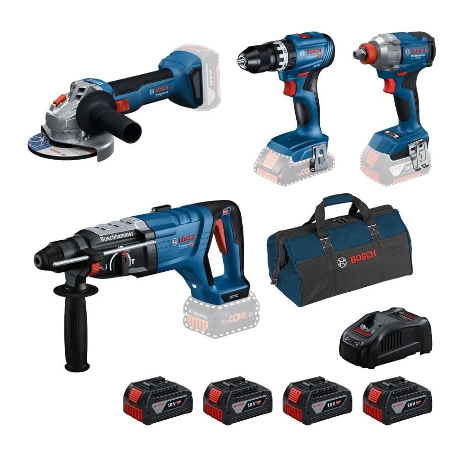 Bosch GBH 18V-28 D + GWS 18V-8 + GSB 18V-45 + GDX 18V-285