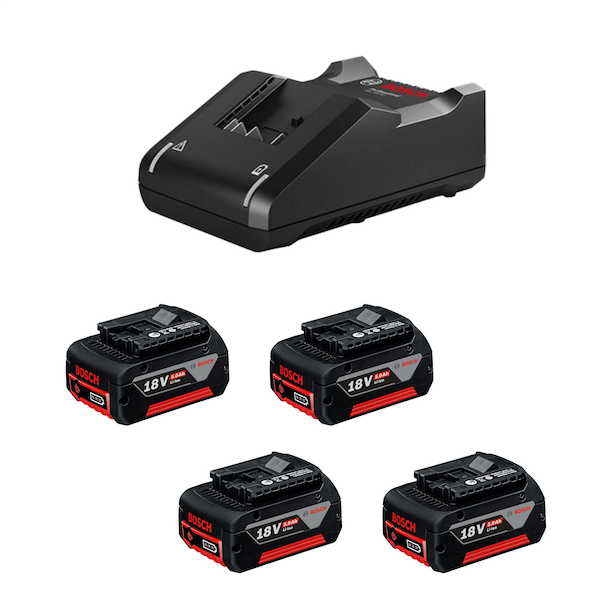 Bosch Şarj Seti GAL 18V-40 + GBA 18V 5.0 Ah x 4 adet
