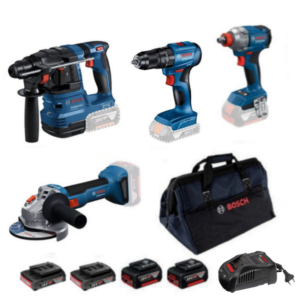 Bosch GBH 185-LI + GWS 18V-8 + GSB 185-LI + GDX 18V-285