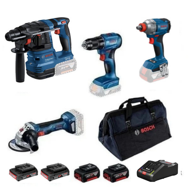 Bosch GBH 185-LI + GWS 18V-8 + GSR 185-LI + GDX 18V-285
