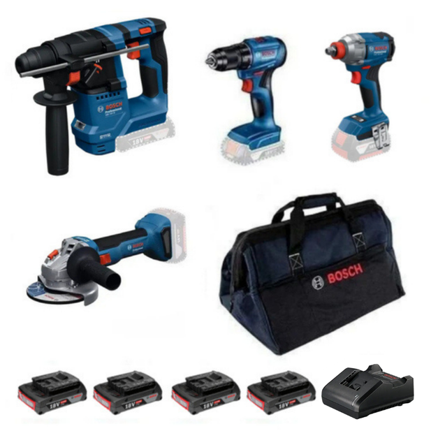 Bosch GBH 18V-18 + GWS 18V-8 + GSR 185-LI + GDX 18V-285