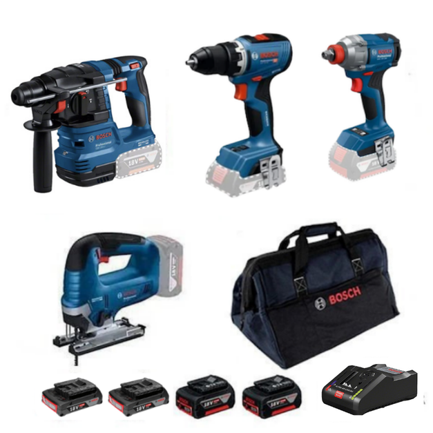 Bosch GBH 185-LI + GSR 18V-65 + GDX 18V-285 + GST 185-LI
