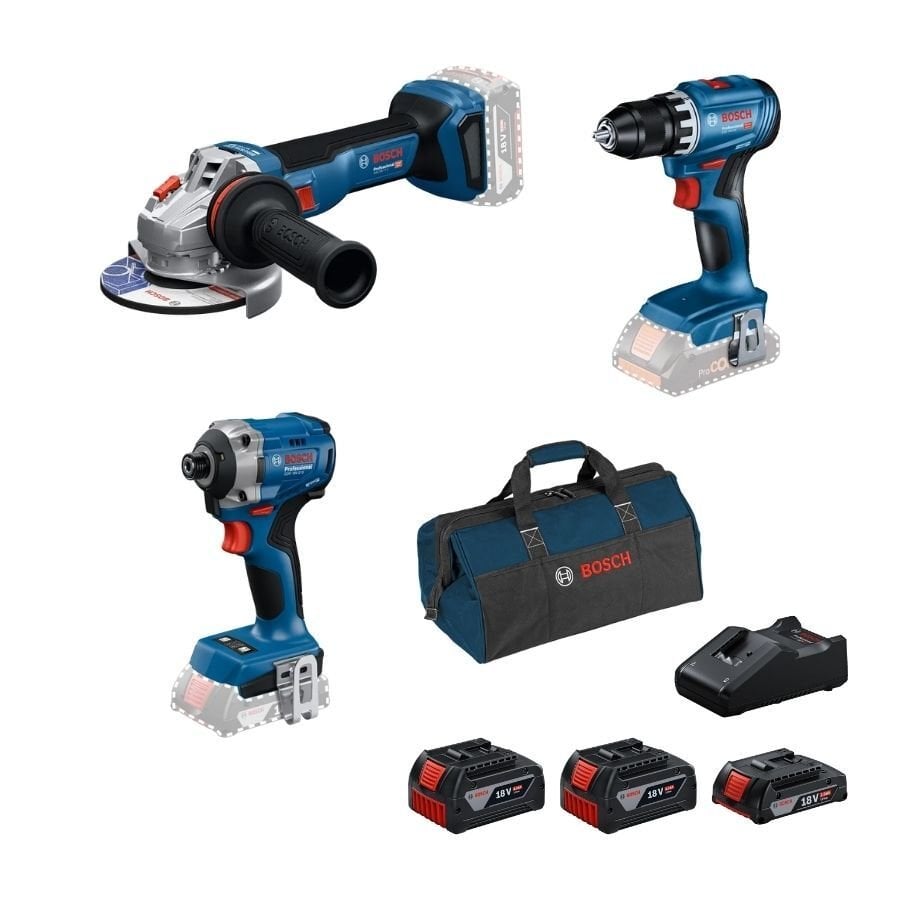 Bosch GWS 18V-11 S + GSR 18V-45 + GDR 18V-215