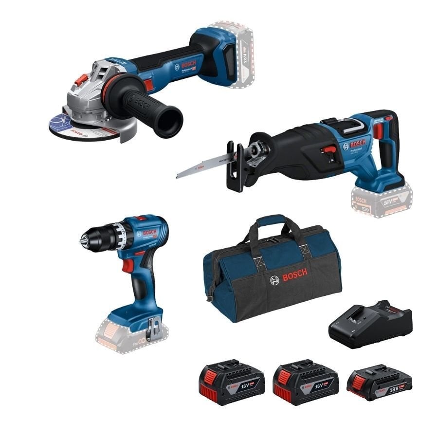 Bosch GWS 18V-11 S + GSB 18V-45 + GSA 185-LI