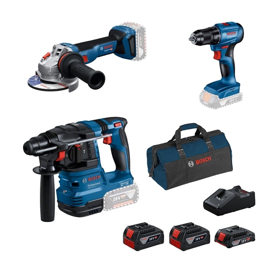 Bosch GBH 18V-22 + GWS 18V-11 + GSR 185-LI